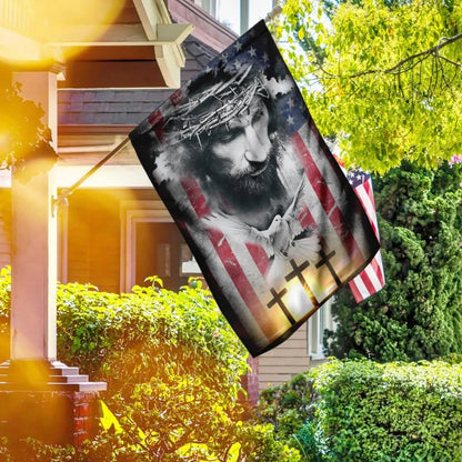 Jesus Christ Bird Cross Flag - Outdoor Christian House Flag - Christian Garden Flags