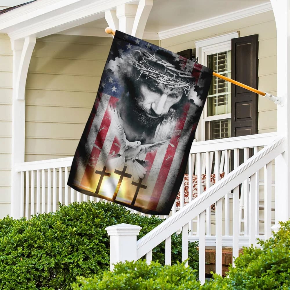 Jesus Christ Bird Cross Flag - Outdoor Christian House Flag - Christian Garden Flags
