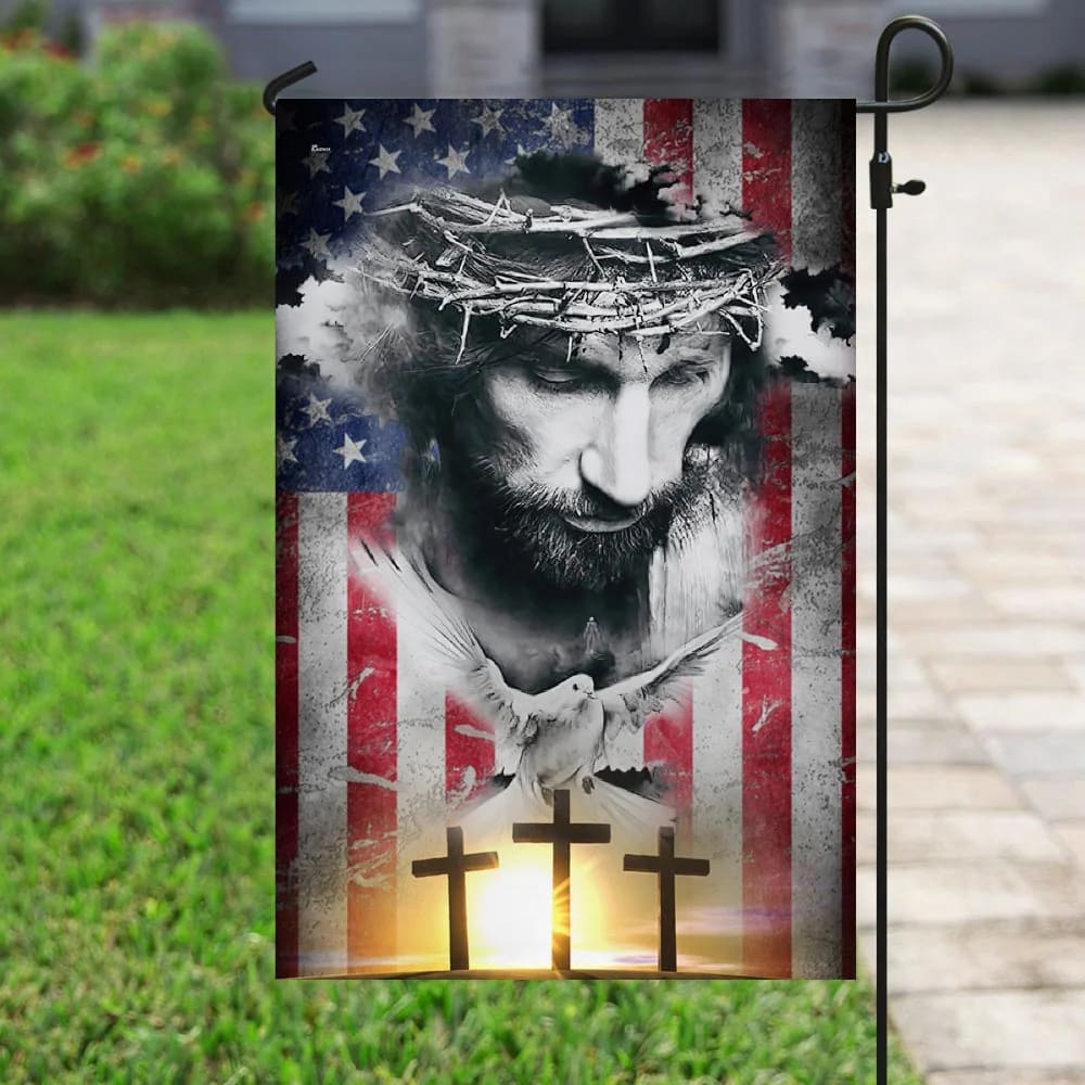 Jesus Christ Bird Cross Flag - Outdoor Christian House Flag - Christian Garden Flags