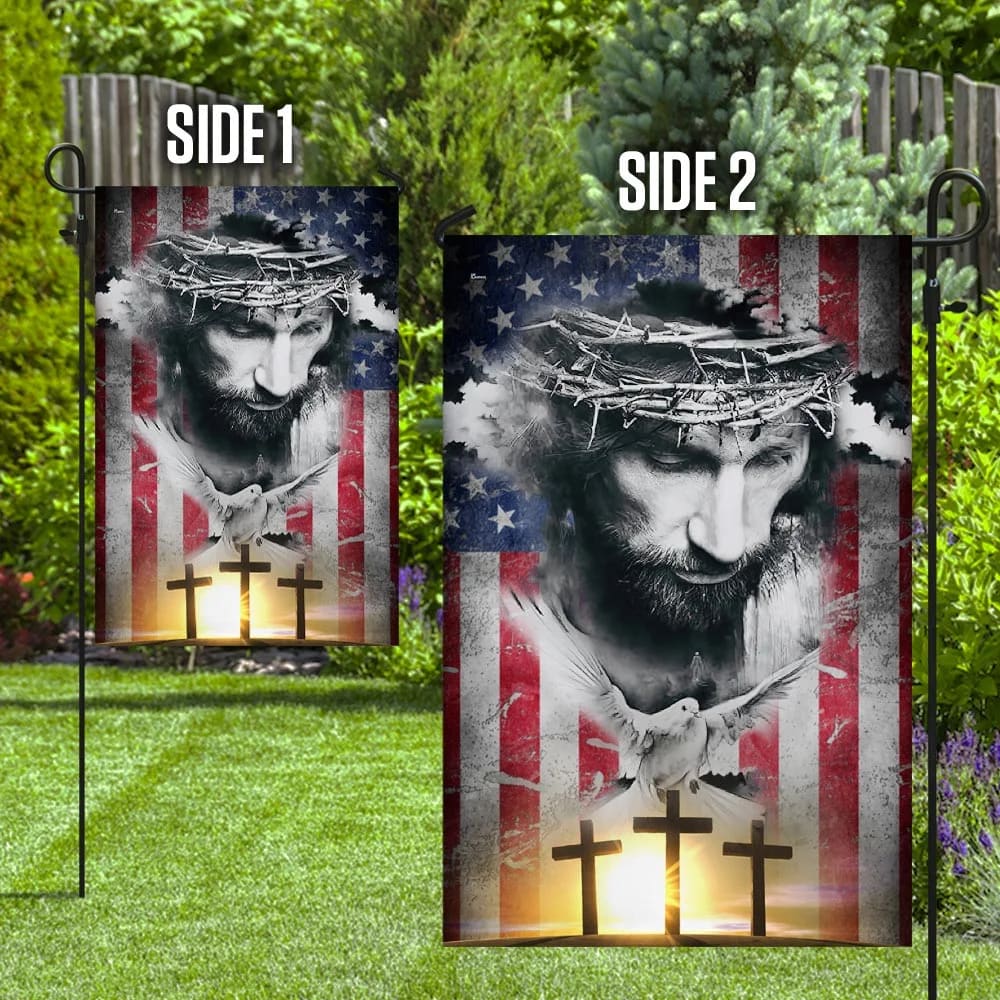 Jesus Christ Bird Cross Flag - Outdoor Christian House Flag - Christian Garden Flags