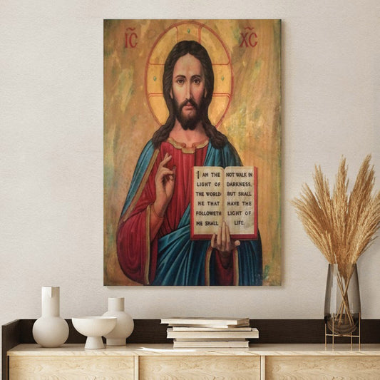 Jesus Christ Blessed Orthodox Byzantine Canvas Wall Art - Jesus Portrait Picture - Religious Gift - Christian Wall Art Decor