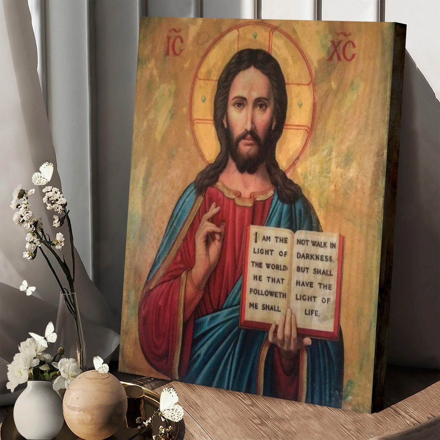 Jesus Christ Blessed Orthodox Byzantine Canvas Wall Art - Jesus Portrait Picture - Religious Gift - Christian Wall Art Decor