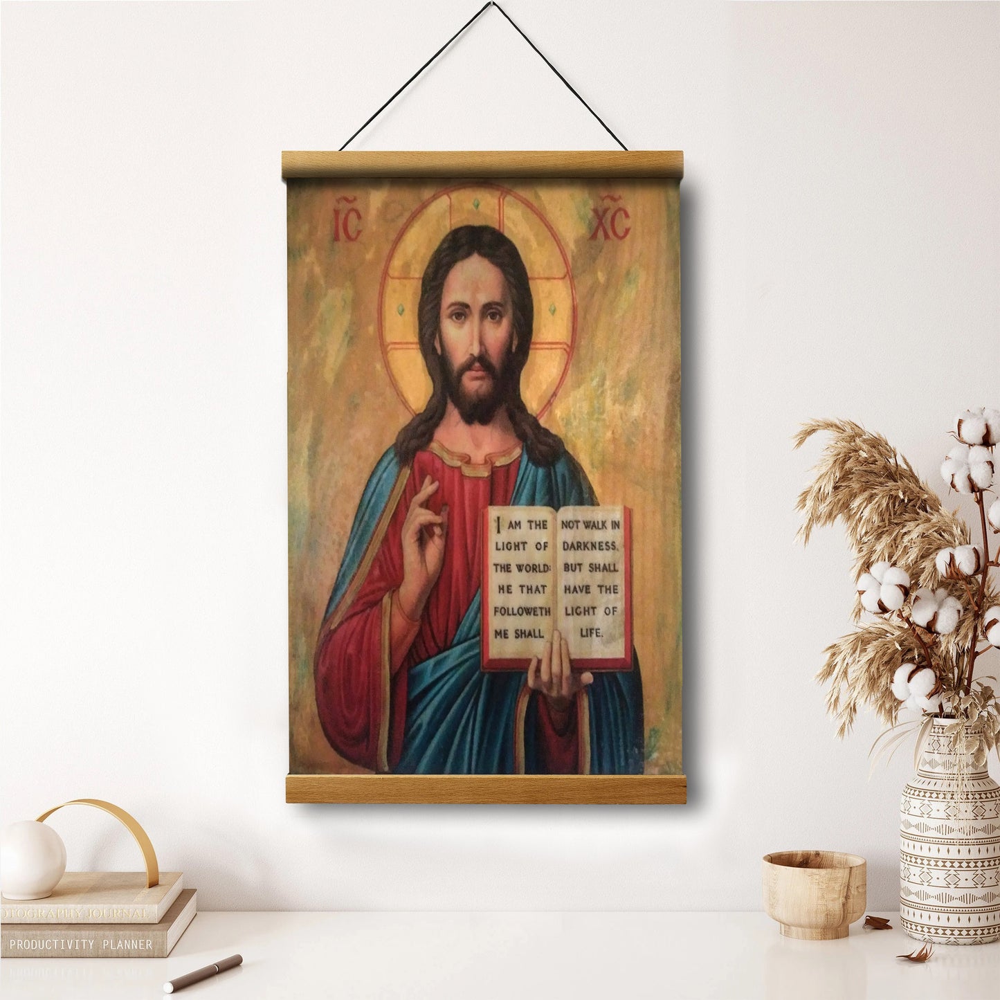 Jesus Christ Blessed Orthodox Byzantine Hanging Canvas Wall Art - Jesus Portrait Picture - Religious Gift - Christian Wall Art Decor