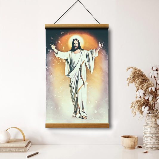 Jesus Christ Blessing Hanging Canvas Wall Art - Jesus Portrait Picture - Religious Gift - Christian Wall Art Decor