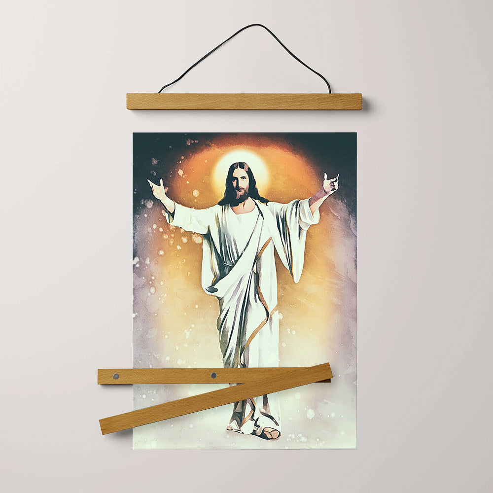 Jesus Christ Blessing Hanging Canvas Wall Art - Jesus Portrait Picture - Religious Gift - Christian Wall Art Decor
