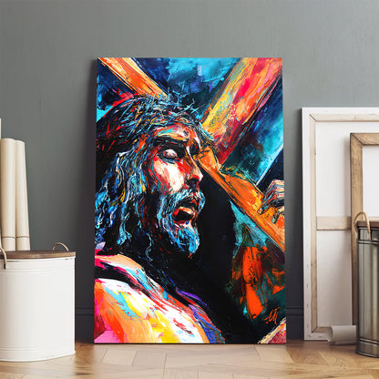 Jesus Christ Carrying Cross Canvas Pictures - Jesus Canvas Painting - Christian Canvas Prints