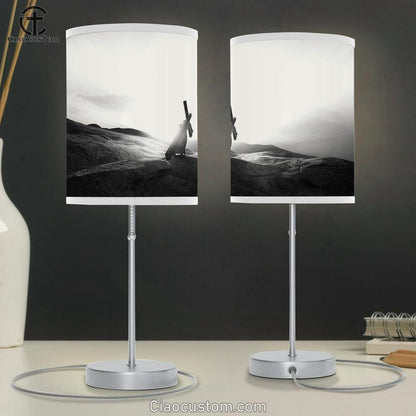 Jesus Christ Carrying Cross Table Lamp Pictures - Faith Art - Christian Table Lamp For Bedroom Decor