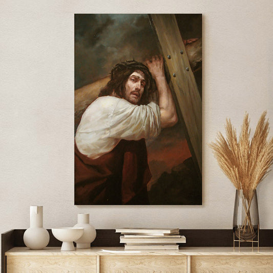 Jesus Christ Carrying The Cross 1 Canvas Picture - Jesus Christ Canvas Art - Christian Wall Canvas