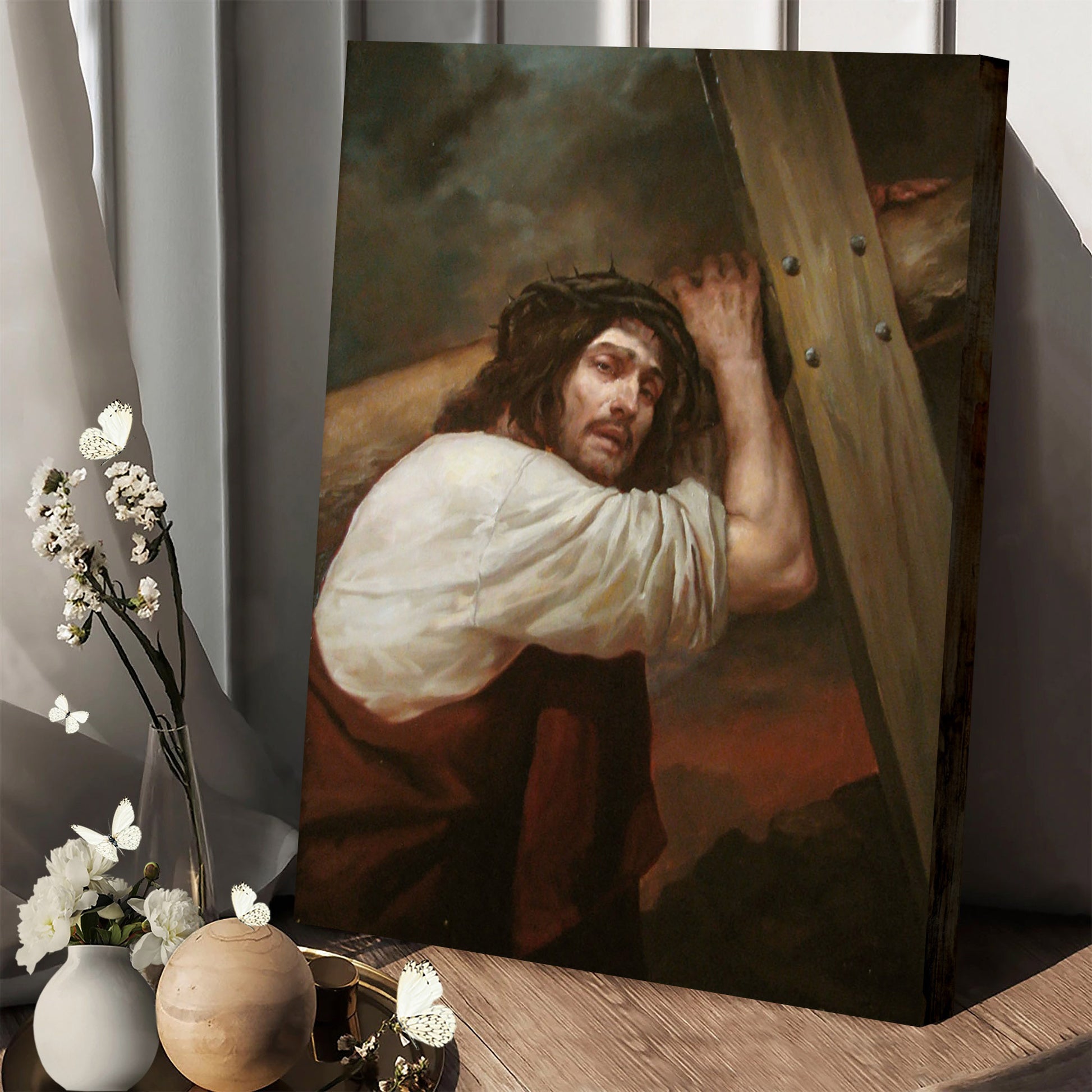 Jesus Christ Carrying The Cross 1 Canvas Picture - Jesus Christ Canvas Art - Christian Wall Canvas