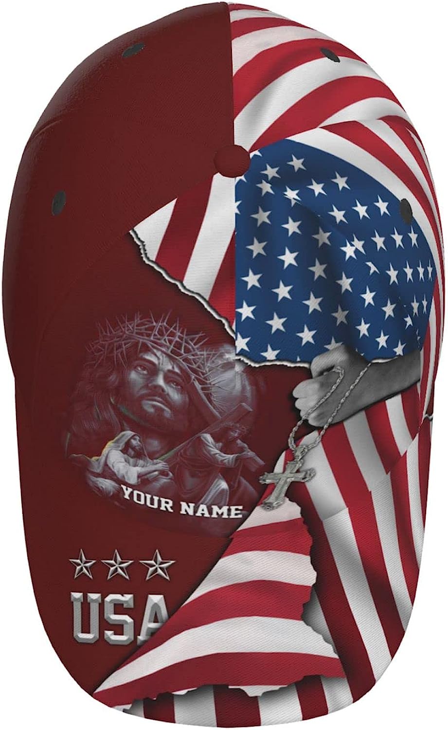 Jesus Christ Carrying The Cross Custom Name All Over Print Baseball Cap - Christian Hats For Men Women