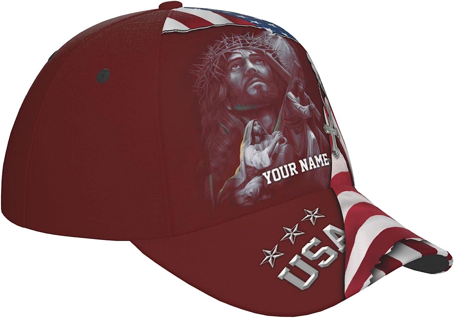 Jesus Christ Carrying The Cross Custom Name All Over Print Baseball Cap - Christian Hats For Men Women