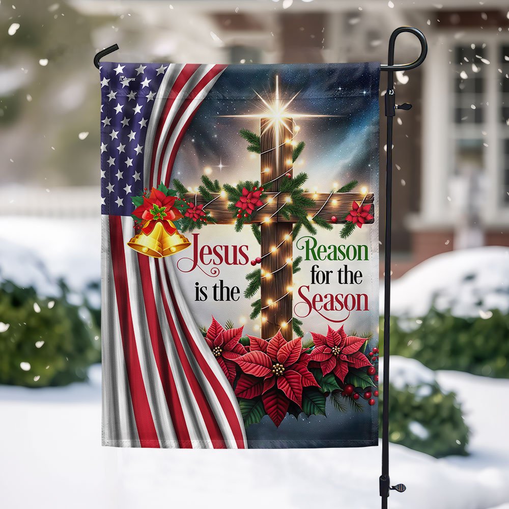 Jesus Christ Christmas Flag Jesus Is The Reason For The Season - Religious Christmas House Flags