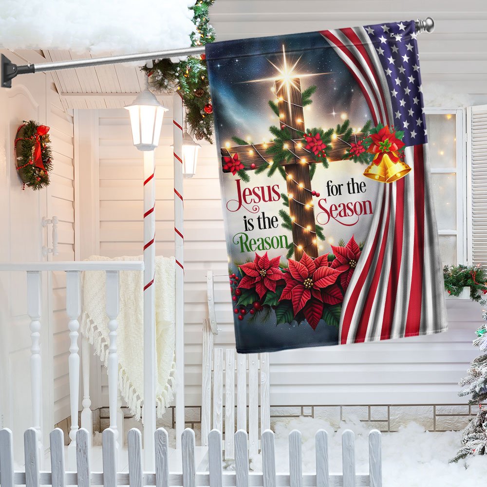Jesus Christ Christmas Flag Jesus Is The Reason For The Season - Religious Christmas House Flags