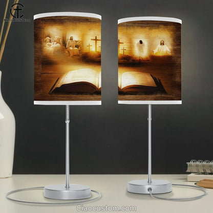 Jesus Christ Cross The Lamb Of God Light From Heaven Table Lamp For Bedroom - Bible Verse Table Lamp - Religious Room Decor