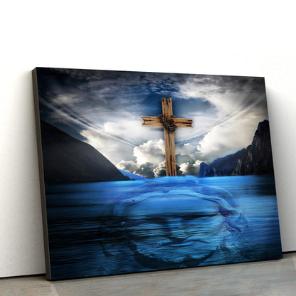 Jesus Christ Cross With Water - Jesus Canvas Wall Art - Christian Wall Art