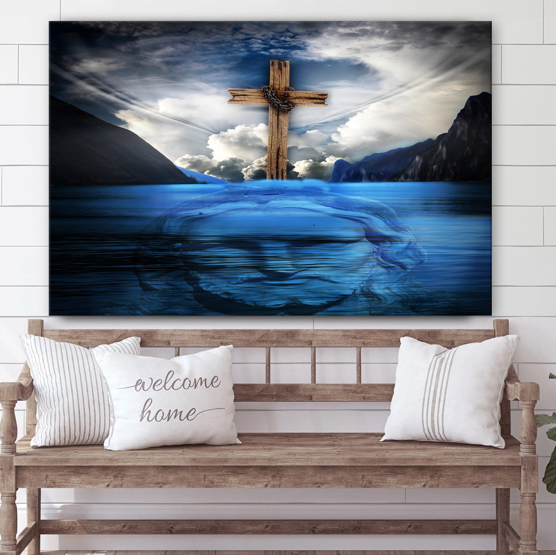Jesus Christ Cross With Water - Jesus Canvas Wall Art - Christian Wall Art
