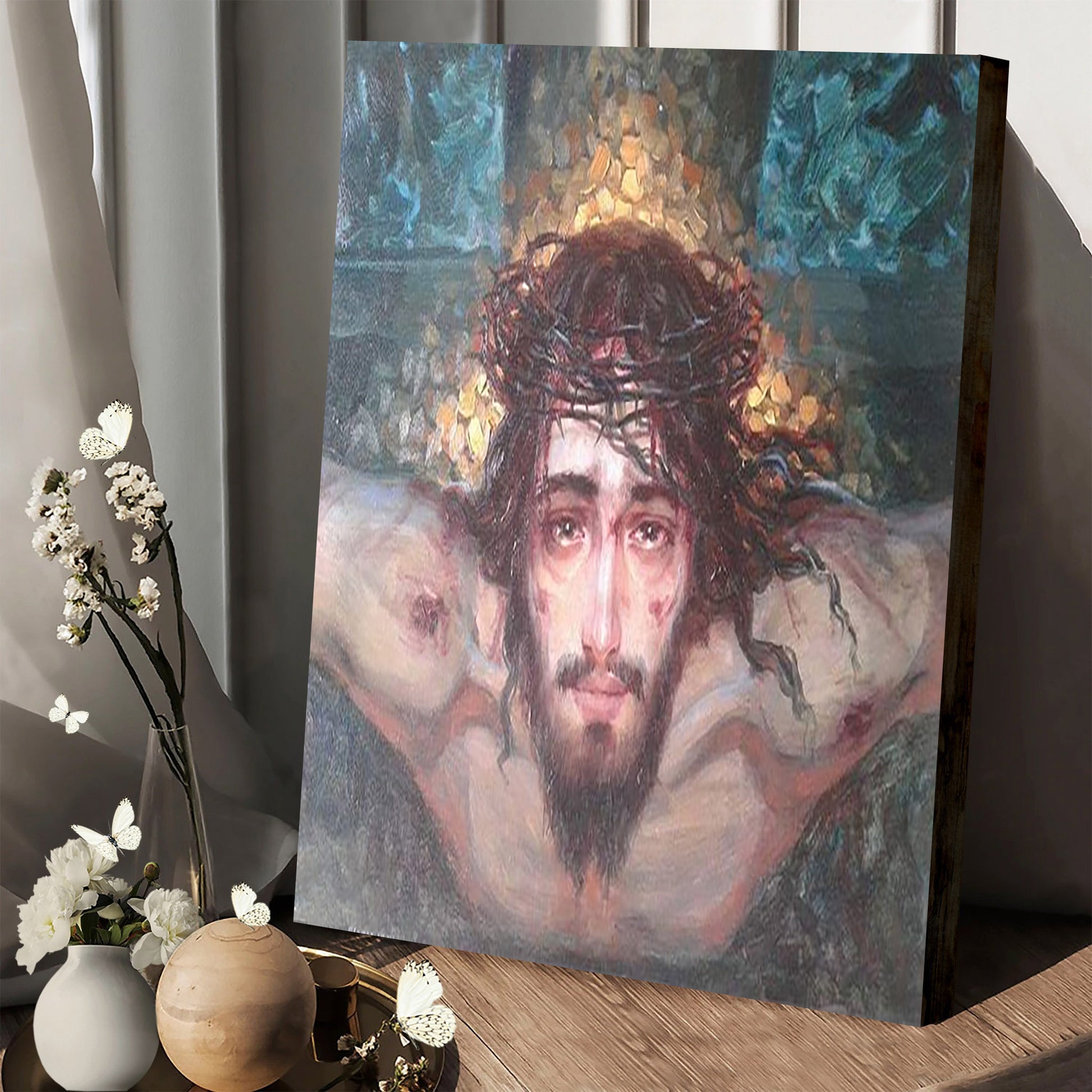 Jesus Christ Crown Of Thorns Canvas Prints - Jesus Christ Art - Christian Canvas Wall Decor