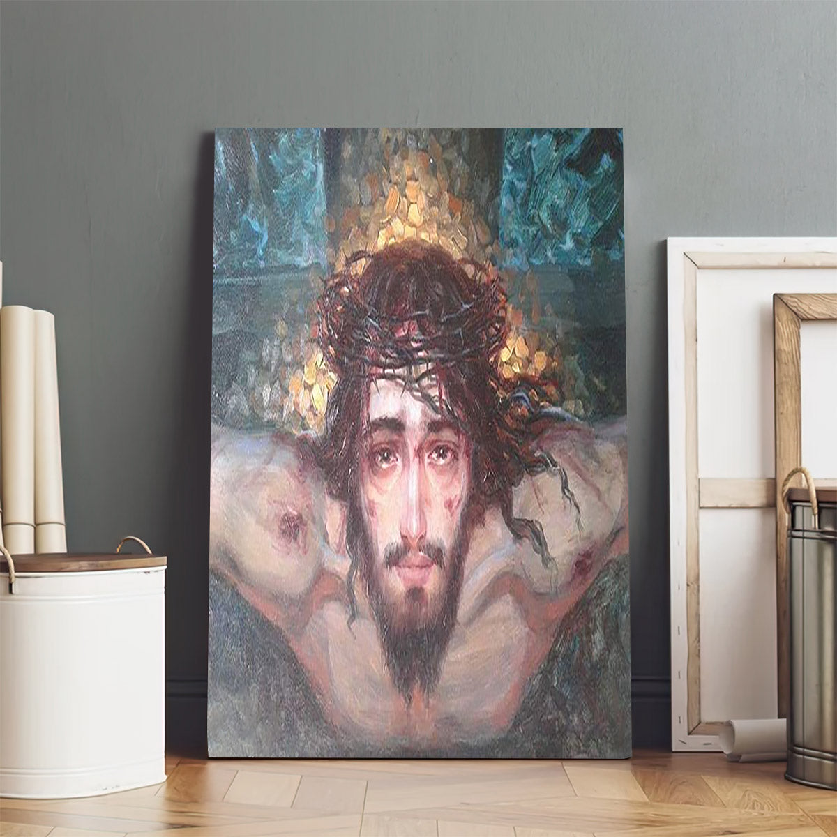 Jesus Christ Crown Of Thorns Canvas Prints - Jesus Christ Art - Christian Canvas Wall Decor