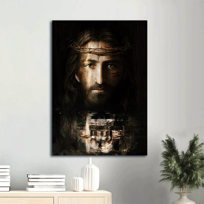 Jesus Christ Crown Of Thorns Christ The Redeemer Canvas Wall Art - Christian Gift