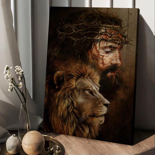 Jesus Christ Crown Of Thorns The Lion Of Judah Canvas Posters - Christian Wall Posters - Religious Wall Decor