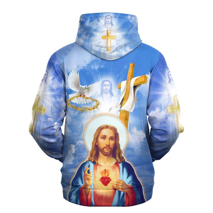 Jesus Christ Crown of Thorns and Dove Hoodies - Jesus Hoodie - Men & Women Christian Hoodie - 3D Printed Hoodie