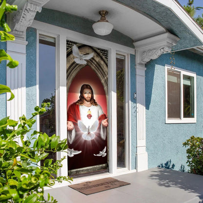 Jesus Christ Dove Holy Spirit Door Cover - Religious Door Decorations - Christian Home Decor