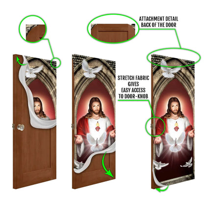 Jesus Christ Dove Holy Spirit Door Cover - Religious Door Decorations - Christian Home Decor