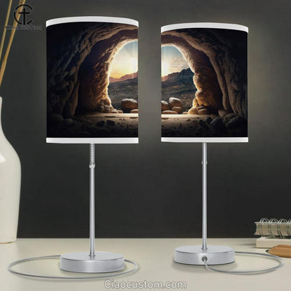 Jesus Christ Easter Empty Tomb Resurrection Table Lamp Pictures - Faith Art - Christian Table Lamp For Bedroom Decor