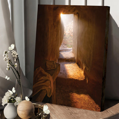 Jesus Christ Empty Tomb Canvas Wall Art - Easter Canvas Painting - Religious Easter Decorations