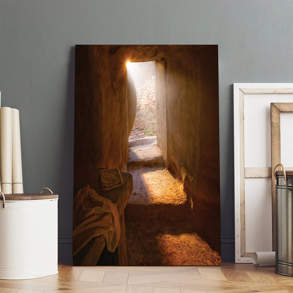 Jesus Christ Empty Tomb Canvas Wall Art - Easter Canvas Painting - Religious Easter Decorations