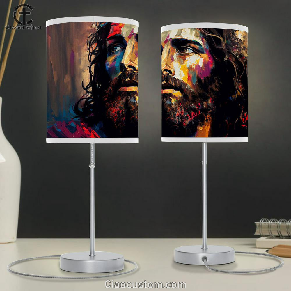 Jesus Christ Face Pictures Table Lamp Art - Christian Lamp Art Decor - Jesus Christ Table Lamp