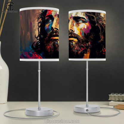 Jesus Christ Face Pictures Table Lamp Art - Christian Lamp Art Decor - Jesus Christ Table Lamp