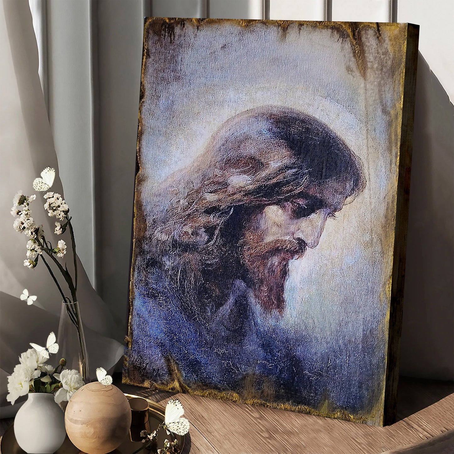 Jesus Christ Face Portrait Canvas Wall Art - Jesus Portrait Picture - Religious Gift - Christian Wall Art Decor
