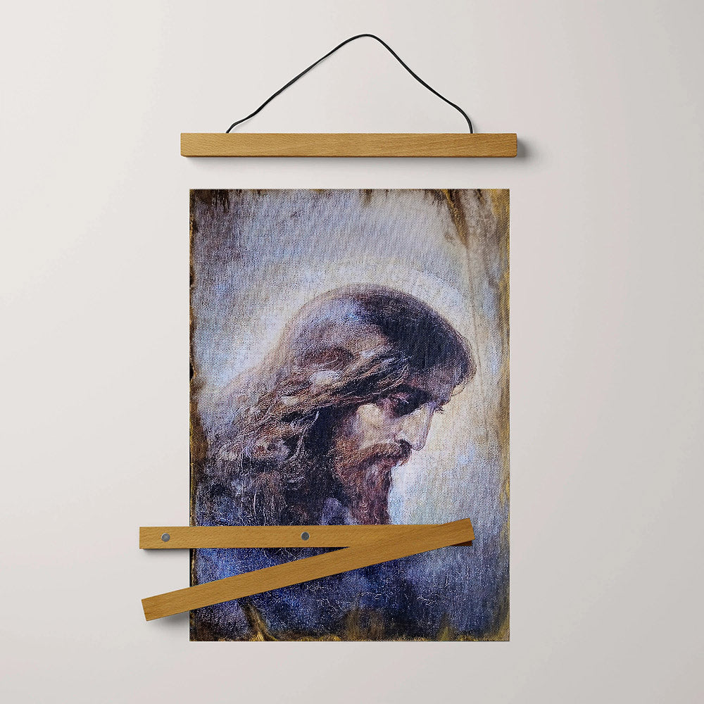 Jesus Christ Face Portrait Hanging Canvas Wall Art - Jesus Portrait Picture - Religious Gift - Christian Wall Art Decor