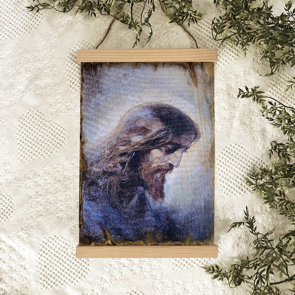Jesus Christ Face Portrait Hanging Canvas Wall Art - Jesus Portrait Picture - Religious Gift - Christian Wall Art Decor