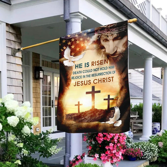 Jesus Christ He Is Risen Flag - Outdoor Christian House Flag - Christian Garden Flags