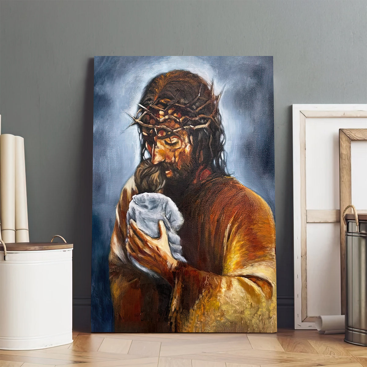 Jesus Christ Holding Lamb Canvas Pictures - Jesus Canvas Painting - Christian Canvas Prints