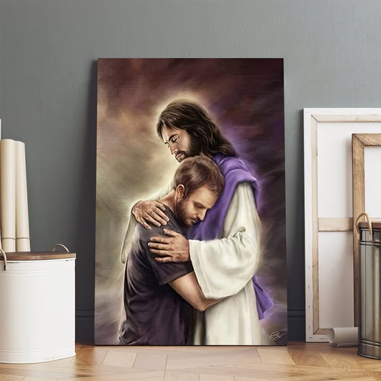 Jesus Christ Hugging Man Canvas Prints - Jesus Christ Art - Christian Canvas Wall Decor