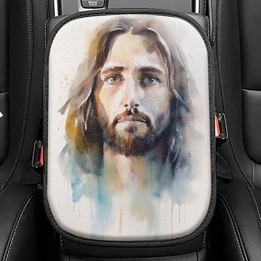 Jesus Christ Hugging Man In Heaven Seat Box Cover, Christian Car Center Console Cover, Religious Car Interior Accessories