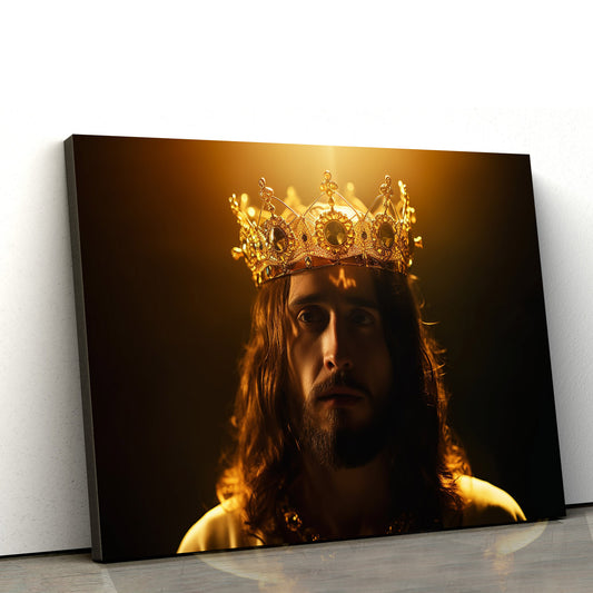 Jesus Christ In Crown On Dark 1 - Canvas Pictures - Jesus Christ Canvas - Christian Wall Art