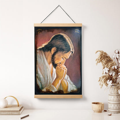 Jesus Christ In Prayer Hanging Canvas Wall Art - Jesus Portrait Picture - Religious Gift - Christian Wall Art Decor