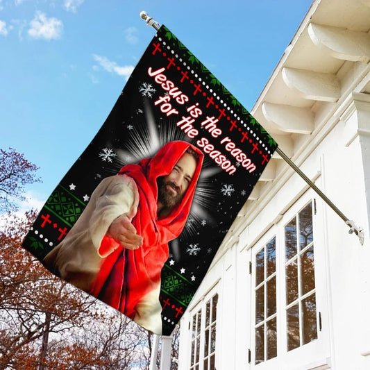 Jesus Christ Is The Reason For The Season House Flags - Christian Garden Flags - Outdoor Christian Flag