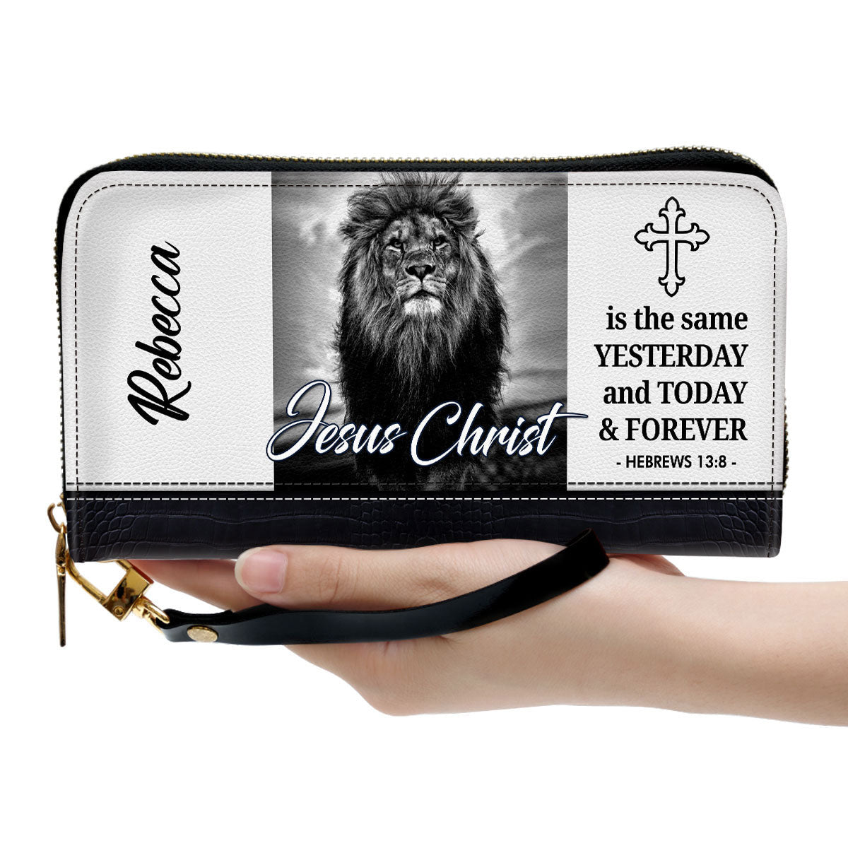 Jesus Christ Is The Same Yesterday And Today And Forever Clutch Purse For Women - Personalized Name - Christian Gifts For Women