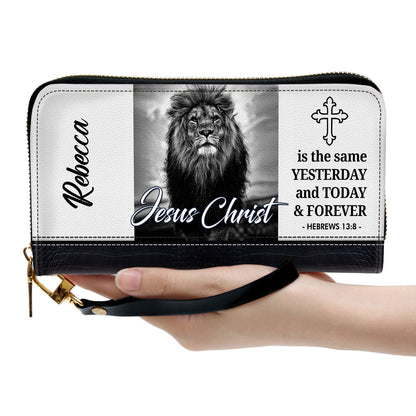 Jesus Christ Is The Same Yesterday And Today And Forever Clutch Purse For Women - Personalized Name - Christian Gifts For Women