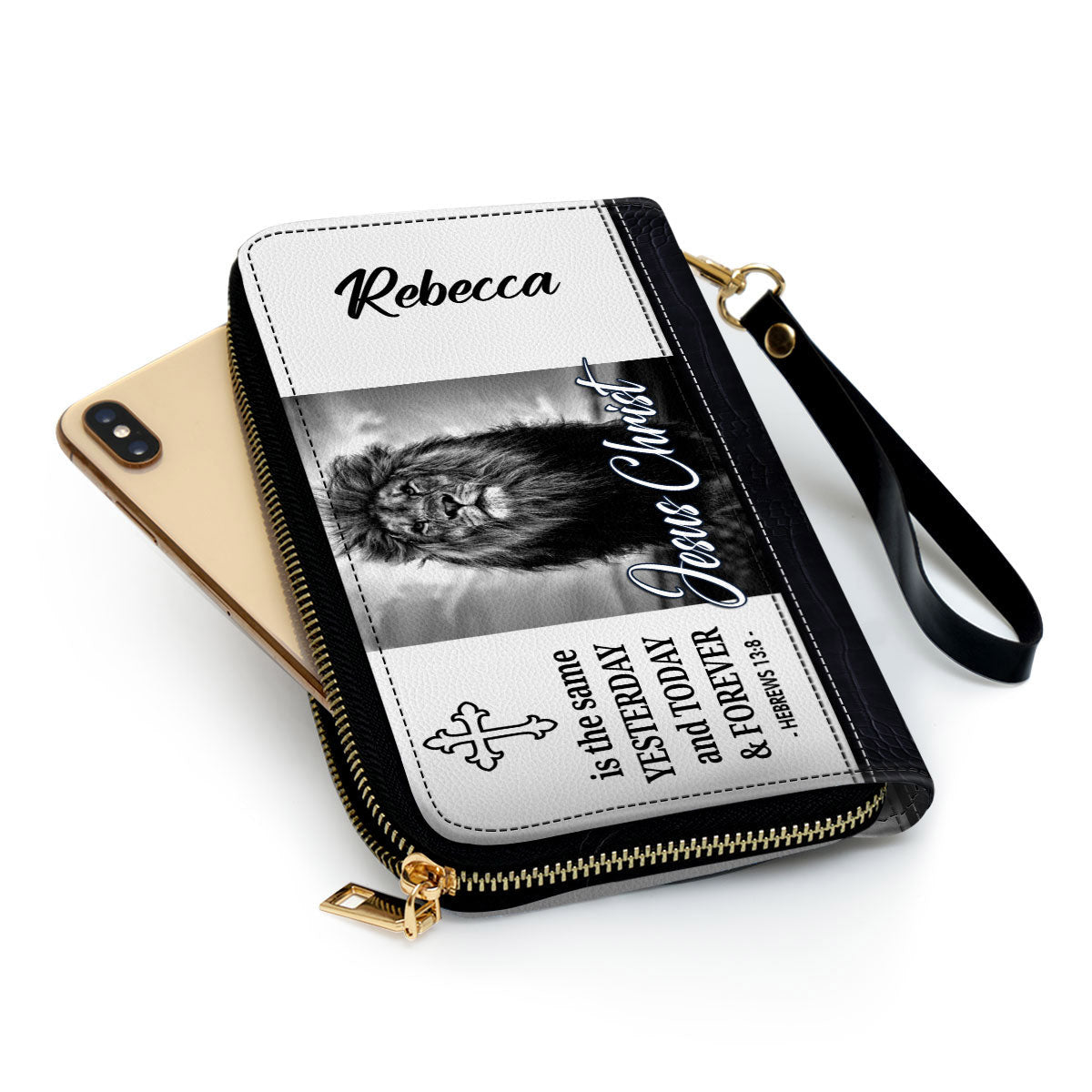 Jesus Christ Is The Same Yesterday And Today And Forever Clutch Purse For Women - Personalized Name - Christian Gifts For Women