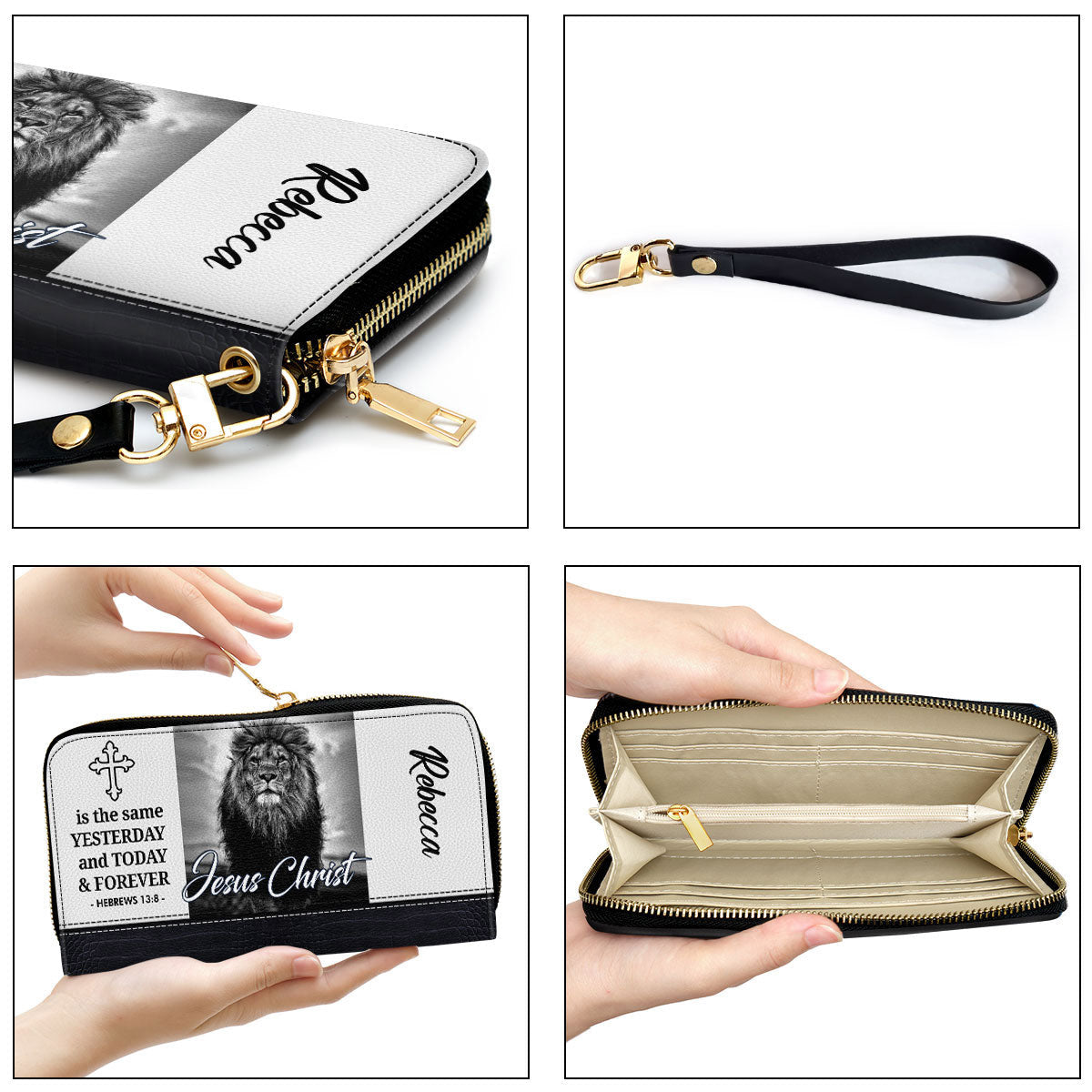Jesus Christ Is The Same Yesterday And Today And Forever Clutch Purse For Women - Personalized Name - Christian Gifts For Women
