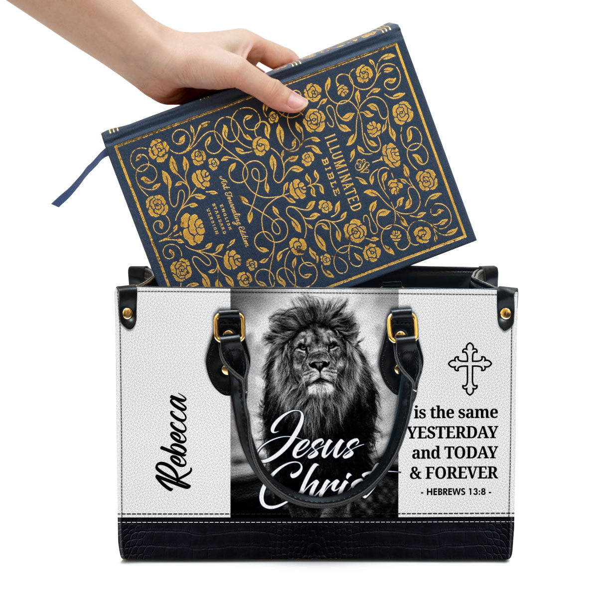 Jesus Christ Is The Same Yesterday And Today And Forever Personalized Leather Bag For Women - Religious Gifts For Women