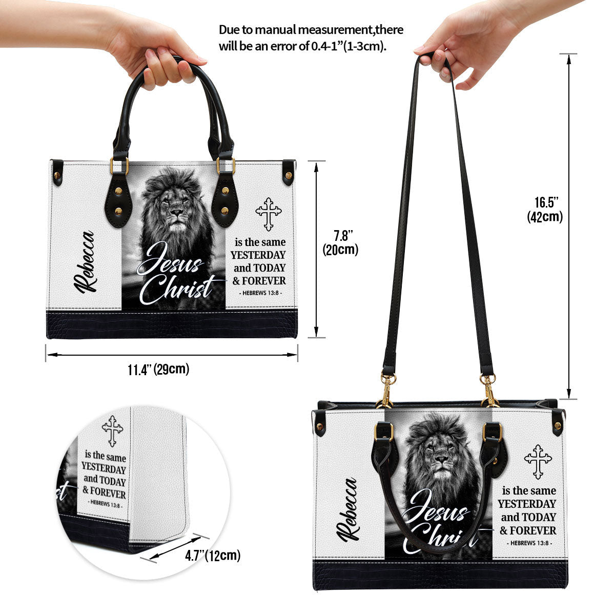 Jesus Christ Is The Same Yesterday And Today And Forever Personalized Leather Bag For Women - Religious Gifts For Women