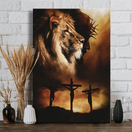 Jesus Christ Jesus On The Cross The Lion Of Judah Jesus Is King Canvas Posters - Christian Wall Posters - Religious Wall Decor