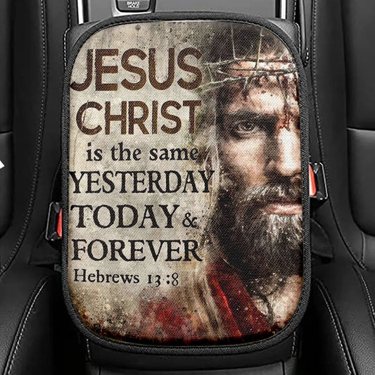 Jesus Christ Lamb Of God & Lion Of Judah Seat Box Cover, Bible Verse Car Center Console Cover, Scripture Car Interior Accessories